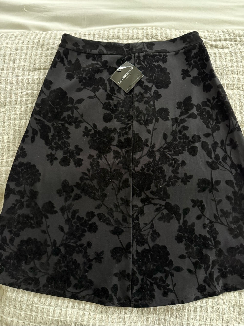 le chateau Black Floral Burnout A-Line Skirt